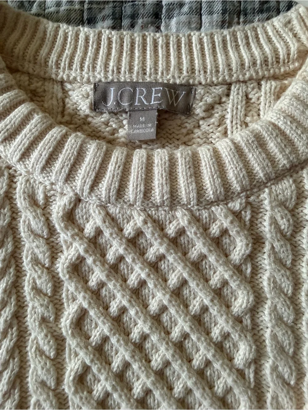 J. Crew Cream Cable-Knit Crewneck Sweater